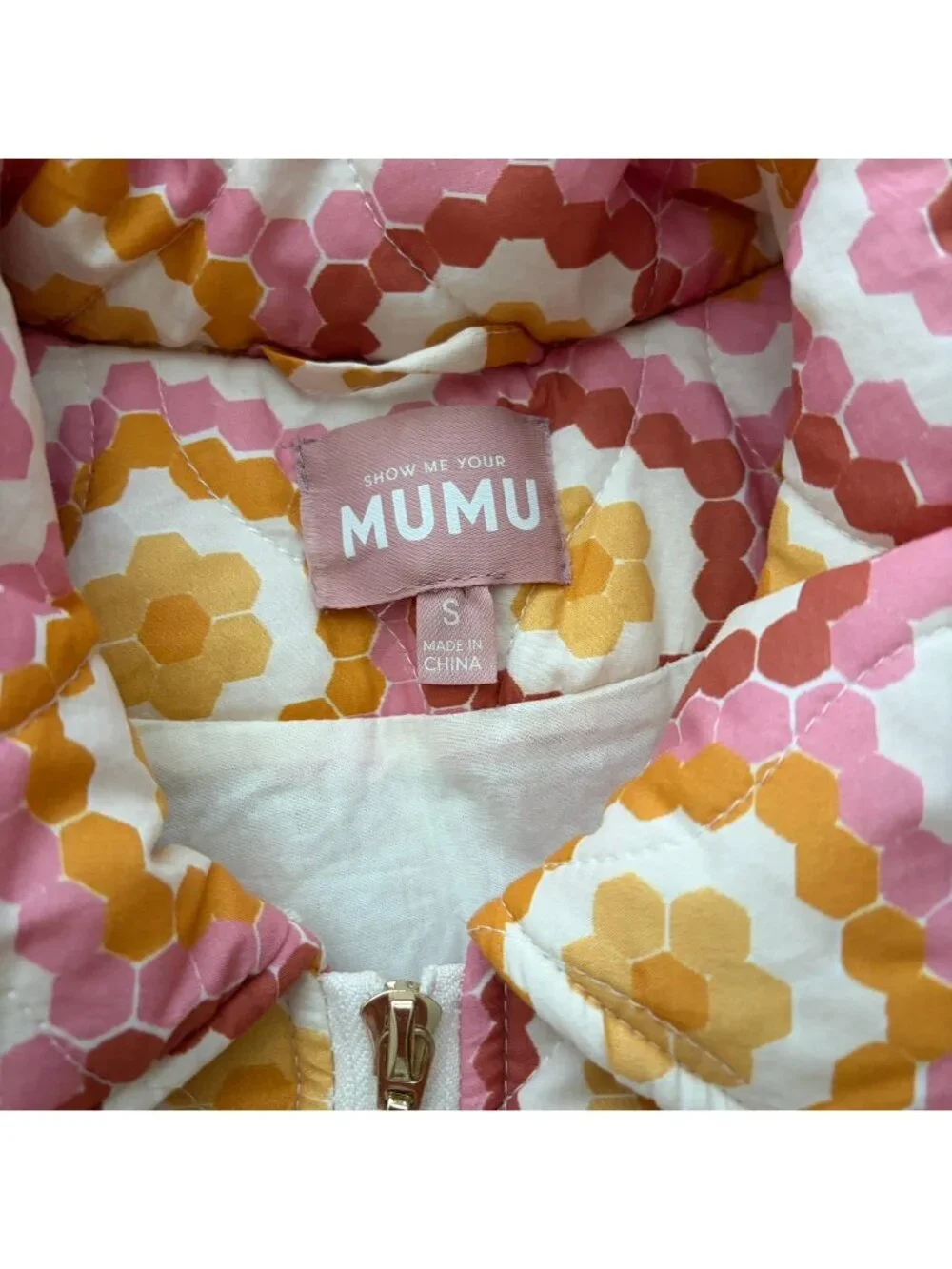 Show Me Your Mumu Powder Puffed Jacket Size Small Pink Multicolor Retro